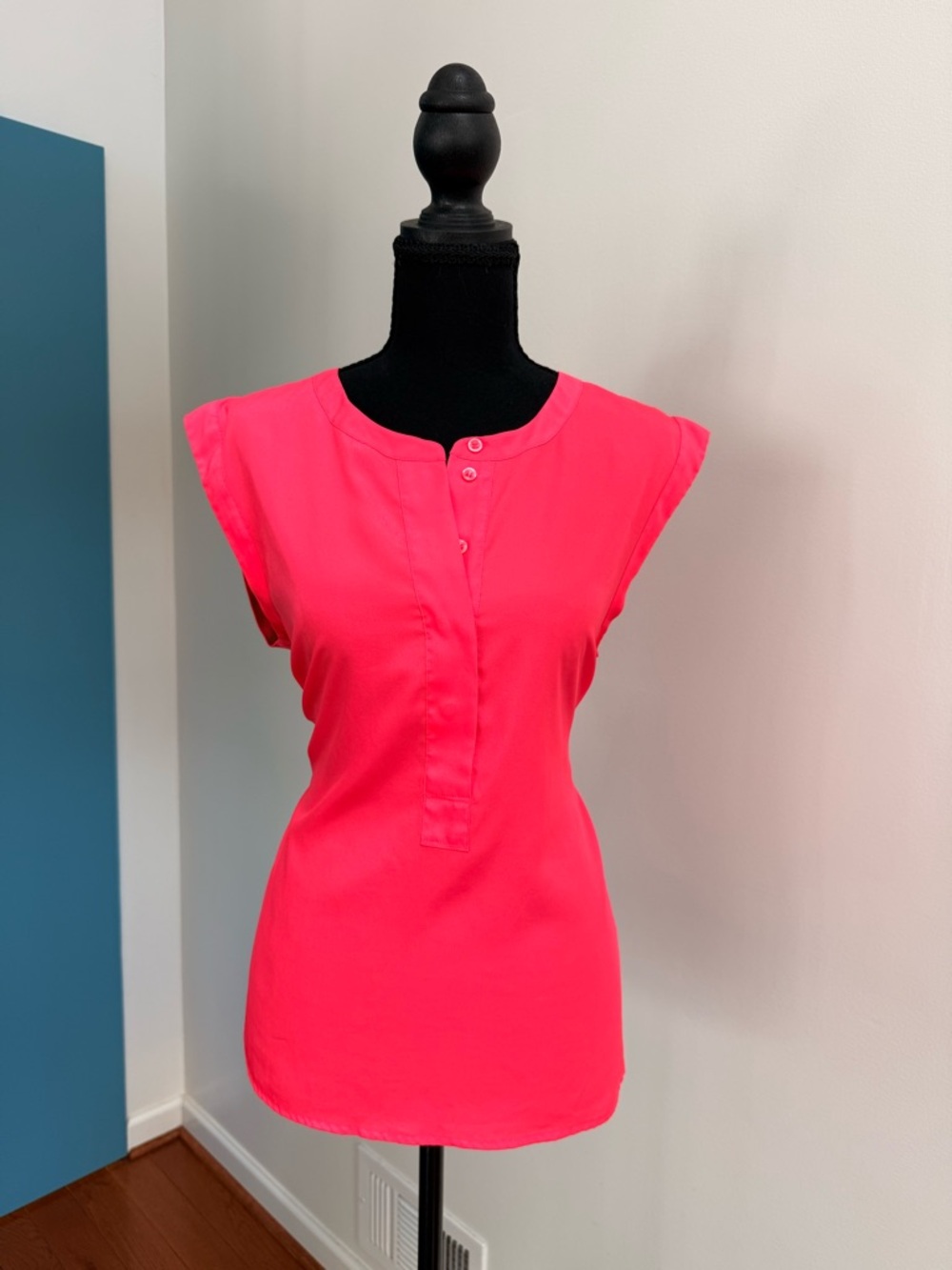 J. Crew Hot Pink Cap-Sleeve Henley Top - Women